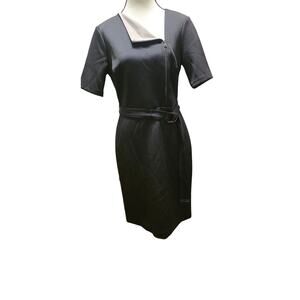 DKNY Asymmetrical Zip Belted Sheath Dress – Black – Size 6